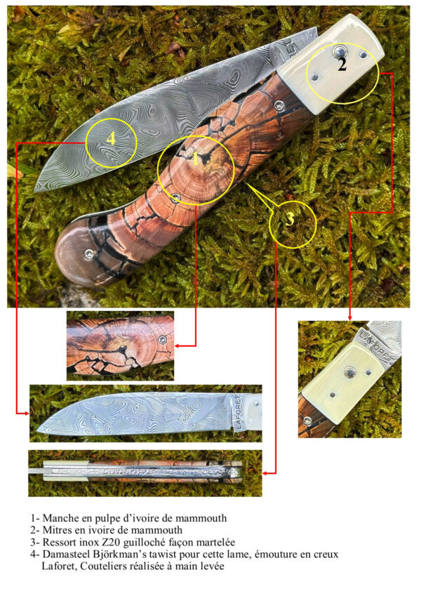 Aurillac 10.5 Cm pulpe d'ivoire de mammouth Damasteel Björkman's twist – Image 7