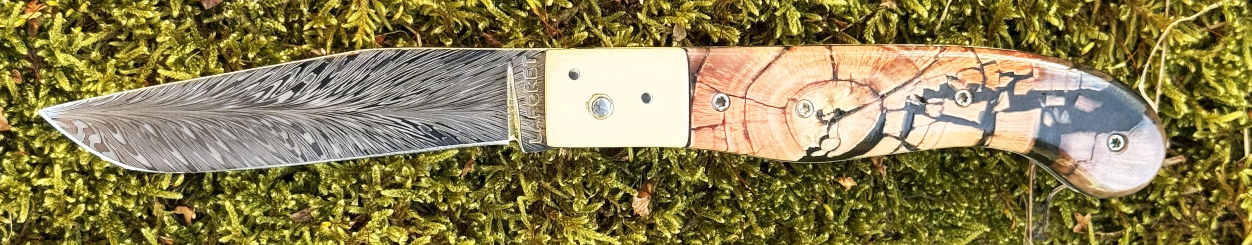 Yatagan 11.5 Cm Pulpe ivoire de mammouth Damas plume – Image 5