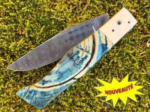 Alpin 10 Cm Pulpe ivoire de mammouth damas inox "pyramides"