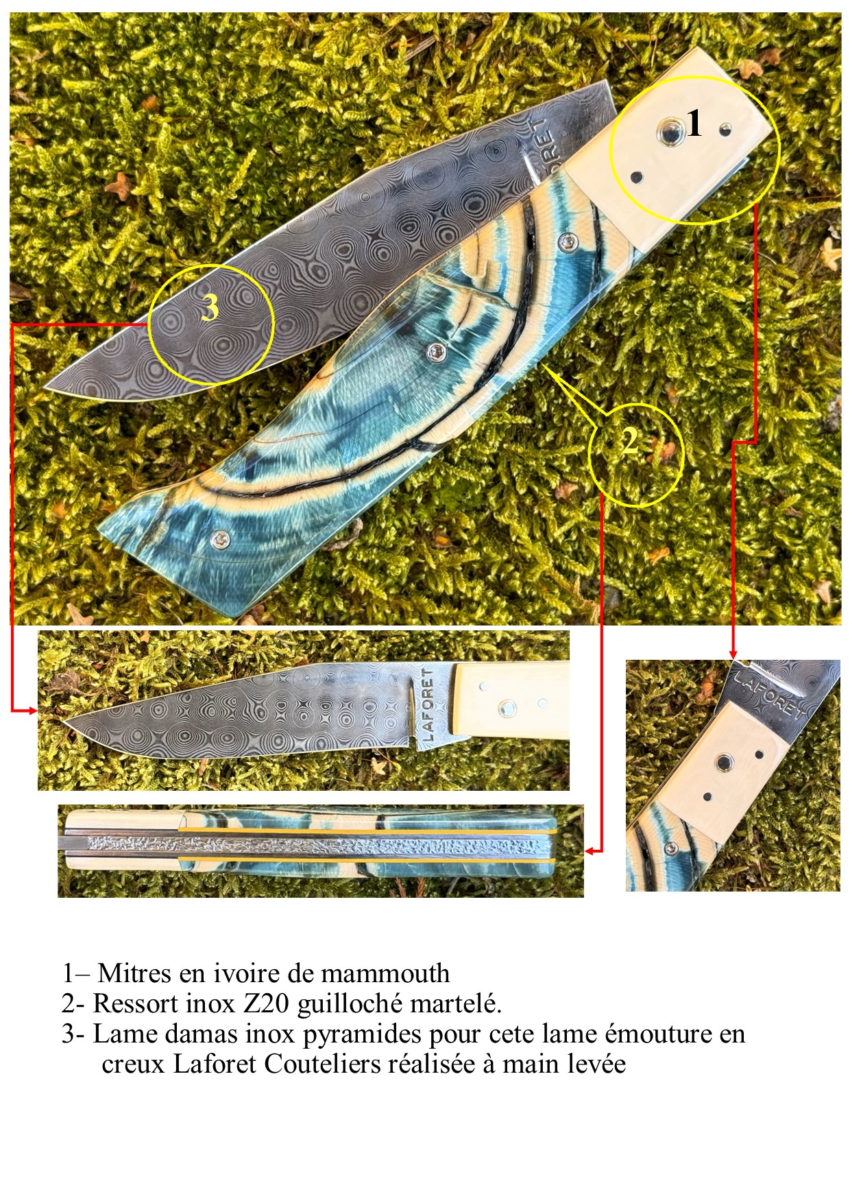 Alpin 10 Cm Pulpe ivoire de mammouth damas inox "pyramides" – Image 8