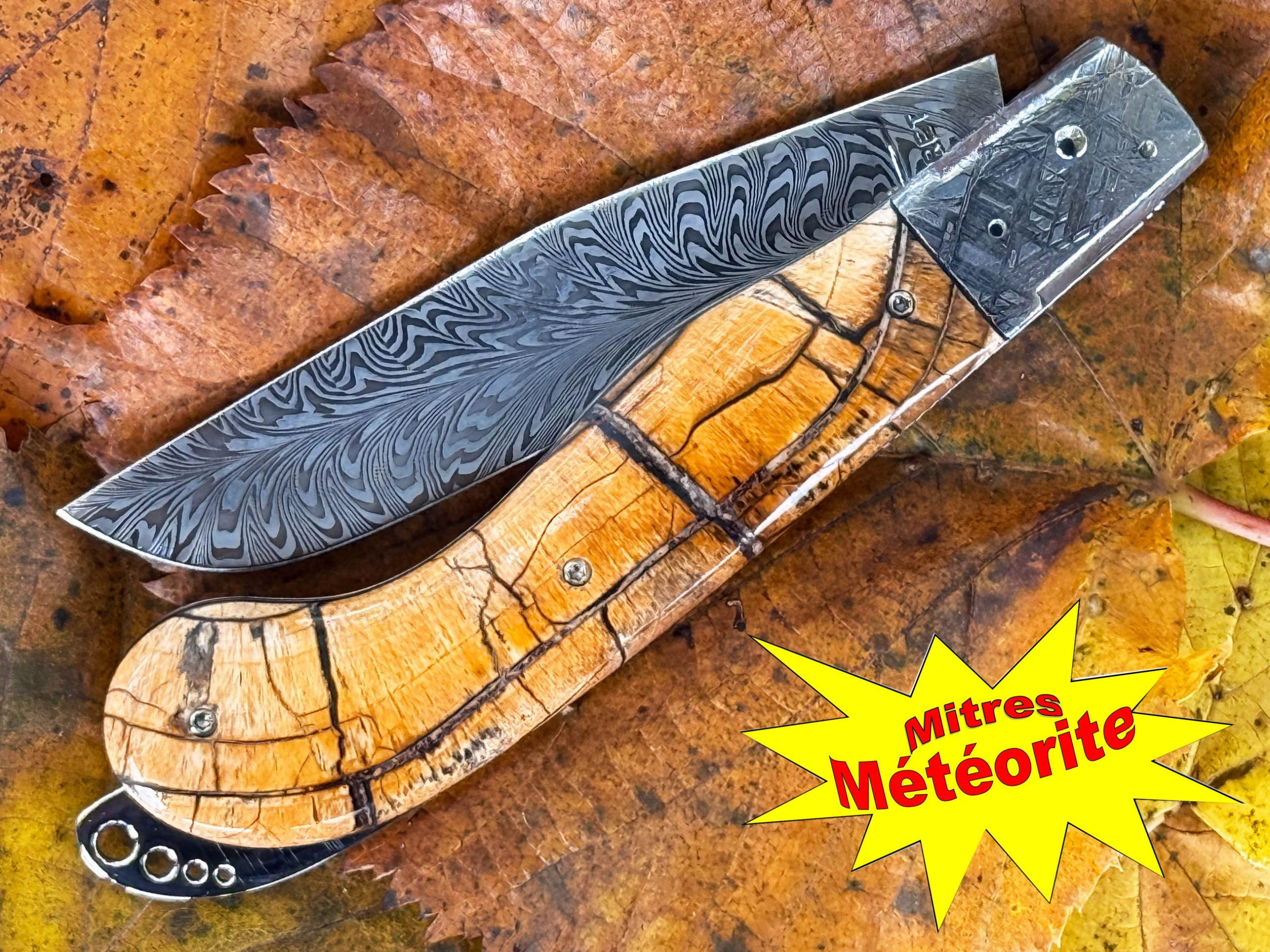 Yatagan 13 Cm pulpe ivoire de mammouth mitres Météorite Muonionalusta