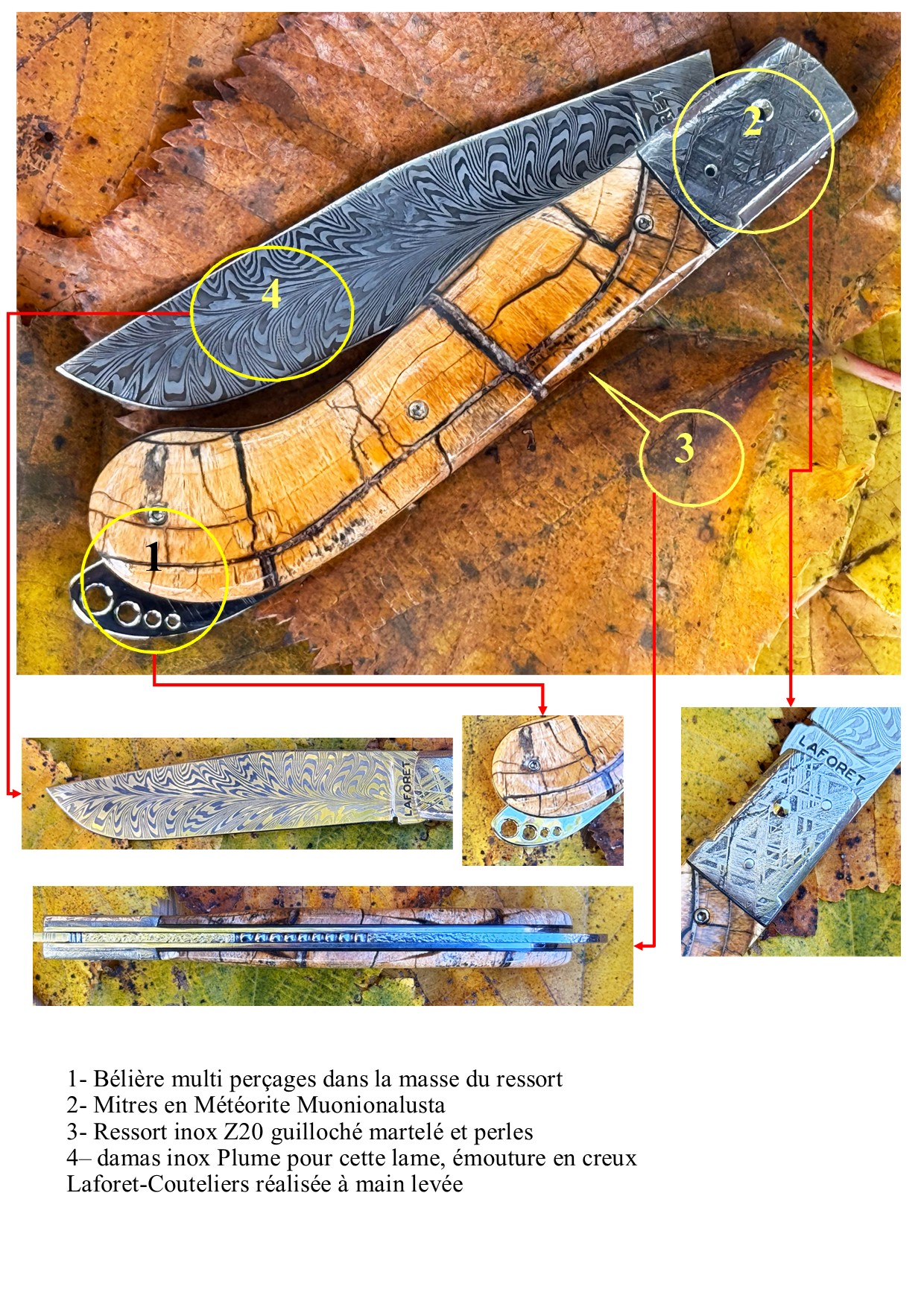 Yatagan 13 Cm pulpe ivoire de mammouth mitres Météorite Muonionalusta – Image 9