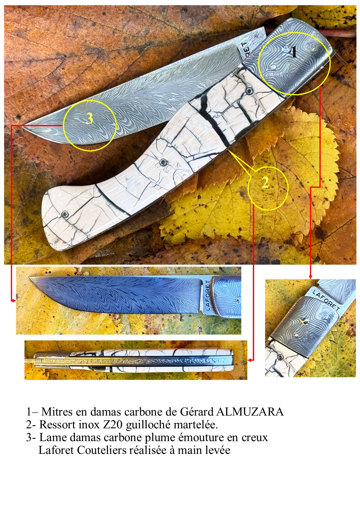 Interprétation du Thiers 13 Cm pulpe ivoire de mammouth mitres damas Gérard ALMUZARA – Image 7